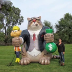 Custom Made 3mh Cool Giant Fat Inflatable Cat Cartoon For Advertising