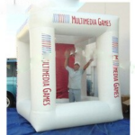 Portable White Inflatable Money Booth Catching Grab Machine Cash Cube For Sales Promotion