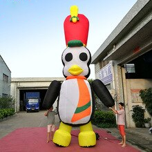 Promotional Toy 6mh Inflatable Penguin Model Wearing Hat Individualized Style For Advert Decoration In Promotion