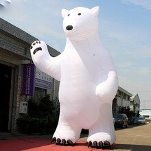 6mh Inflatable Standing Polar Bear Waving Model Characteristic White For Advert Promotion Item