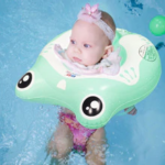 Newborn Baby Neck Ring Inflatable Swim Circle Cartoon Frog Children Pool Float For 0-8 Months Infant Buoy Bathing Toys
