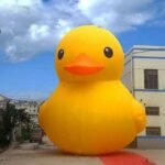 Funny Classic Big Inflatable Yellow Duck Promotional Giant Rubber With Logo For Park Decoration