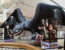 Customized 3m 5m 7m Black Giant Inflatable Toothless Dragon With Wings Flying Large Animal Cartoon Lugia For Advertising