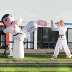 Karate Figure Inflatable Kicking Taekwondo Doll With Blower For Advertising