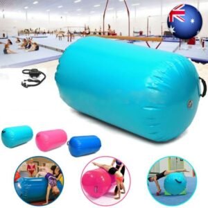 Mint Green Inflatable Yoga Roller For Gymnastics Customized Size 100x85cm 60cm Dia Air Barrel Track