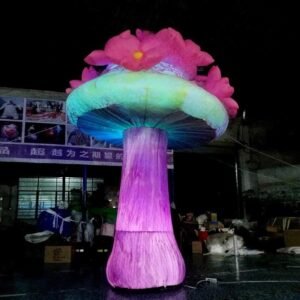 Newly Design 4mh Inflatable Lighting Led Mushroom Flower Aerated Bespoke Plant Standing Decorating Lamp