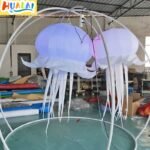 White Hanging Inflatable Jellyfish Balloon With Led Lighting Blower For Shopping Mall Concert Nightclub Wedding Party Events - 3
