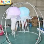White Hanging Inflatable Jellyfish Balloon With Led Lighting Blower For Shopping Mall Concert Nightclub Wedding Party Events - 5