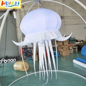 White Hanging Inflatable Jellyfish Balloon With Led Lighting Blower For Shopping Mall Concert Nightclub Wedding Party Events - 2