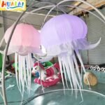 White Hanging Inflatable Jellyfish Balloon With Led Lighting Blower For Shopping Mall Concert Nightclub Wedding Party Events - 6
