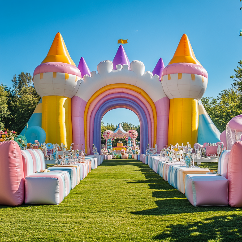 Customizable Inflatable Castle Backdrops for Wedding Photos