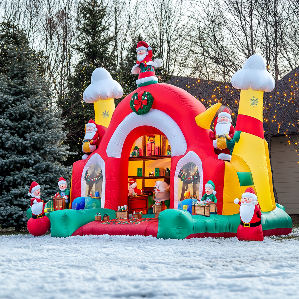 Effortless Festive Decor: Easy Setup Santas Workshop Inflatable Effortless Festive Decor: Easy Setup Santas Workshop Inflatable