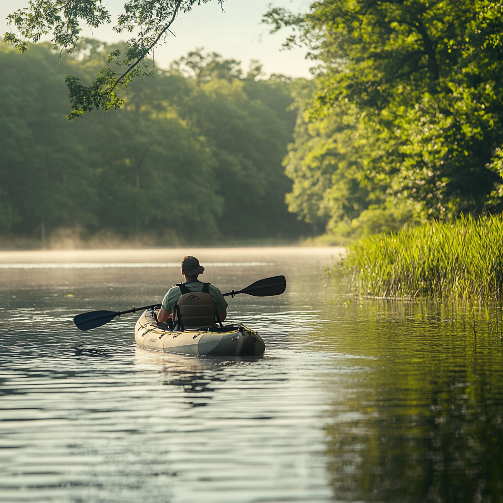 Inflatable Kayak with Adjustable Fishing Rod Holder for Versatile Water Adventures