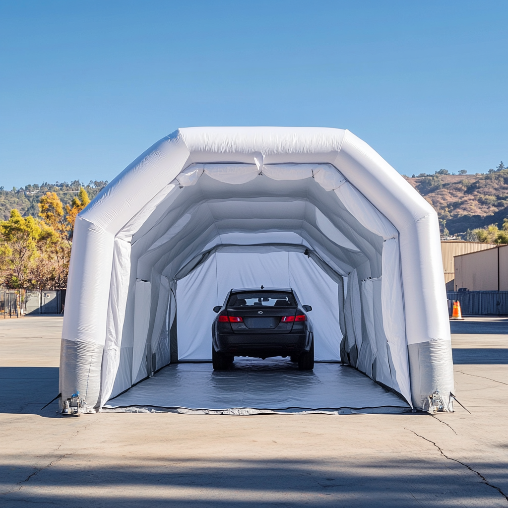 Setting Up a Mobile Paint Booth Tent for Professional Auto Body Work