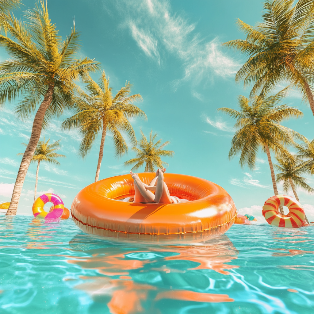 Enjoy Comfortable Water Lounge for Sunbathing in the Pool  