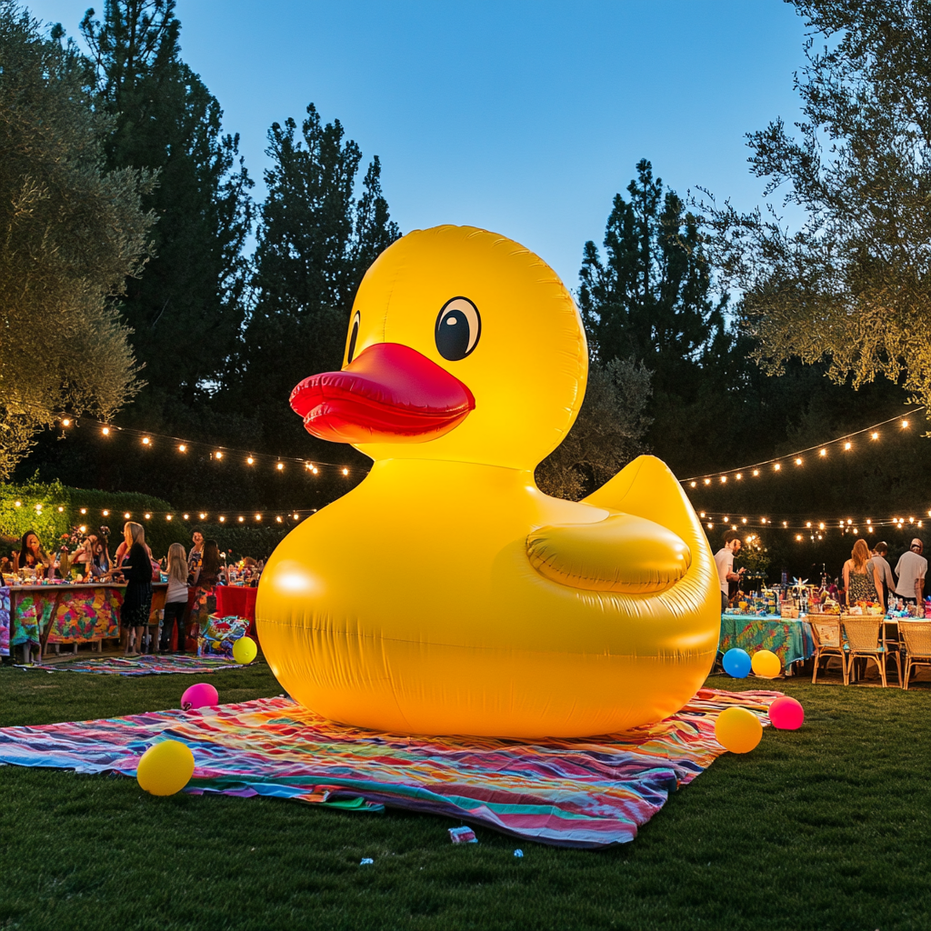 How to Incorporate a Large Inflatable Yellow Rubber Duck into Your Outdoor Space  