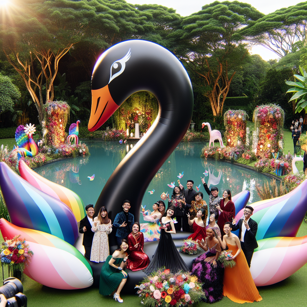 Memorable Photo Opportunities Created by the Inflatable Black Swan at Your Celebration  