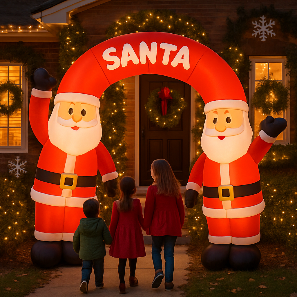 Transform Your Entryway with an Inflatable Santa Claus Archway for Holiday Decorations  