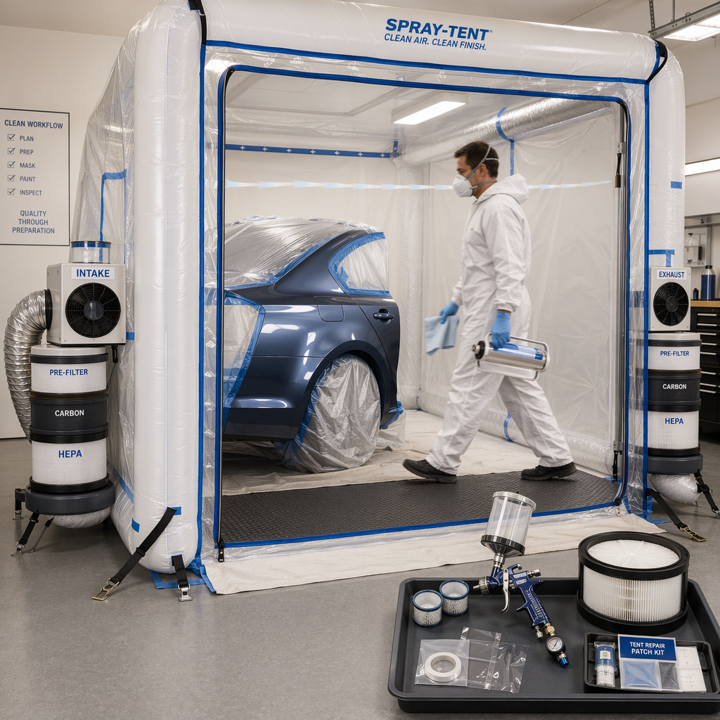 Best Practices for Achieving Dust-Free Finishes in a Temporary Car Paint Tent for Garage Overspray Control and Dust-Free Finish