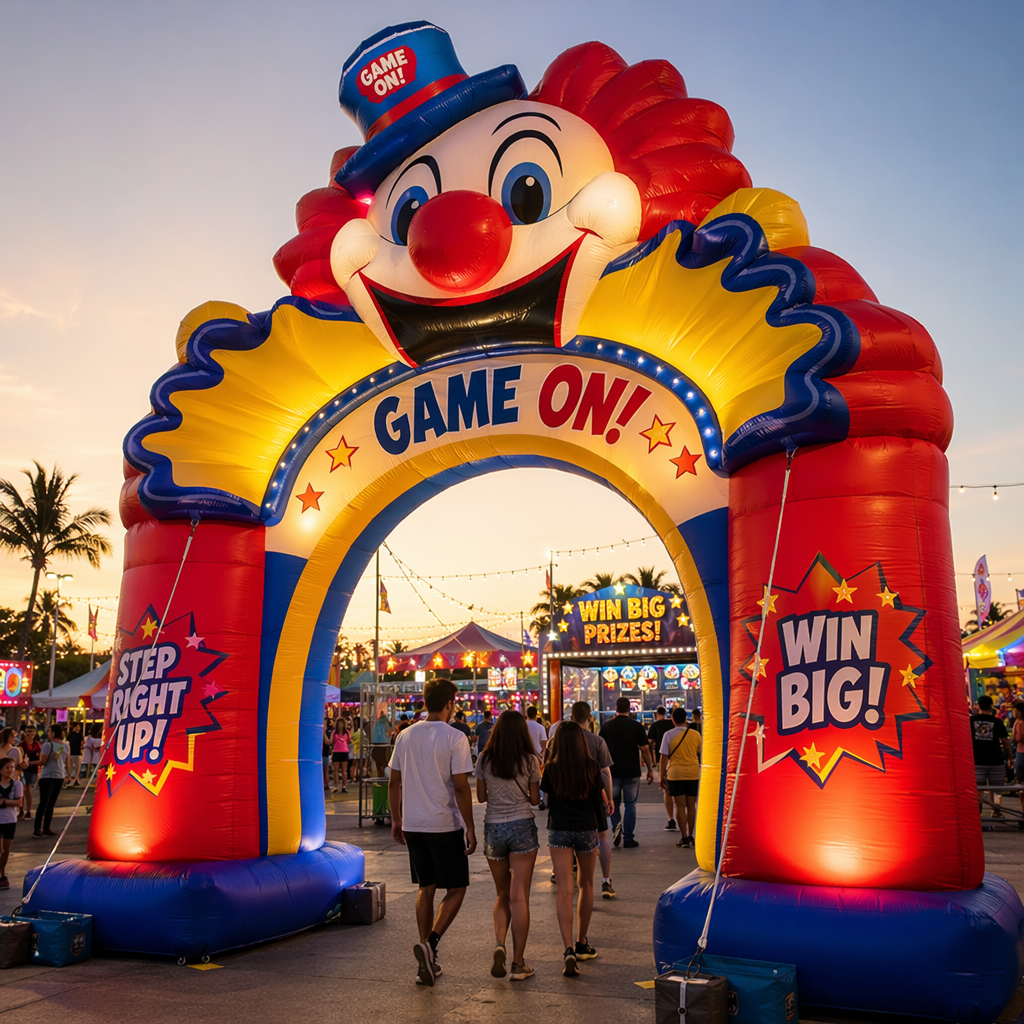 Design Features and Visual Impact of an Inflatable Clown Archway for Game Promotion Entrances