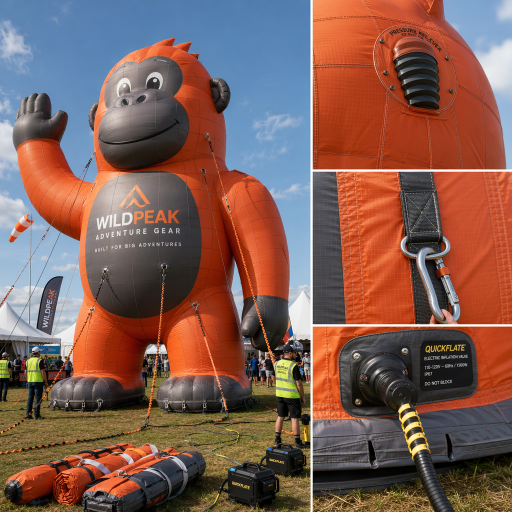 Design, Materials, and Weather Resistance for a Giant Inflatable Gorilla Airship for Outdoor Festival Promotions