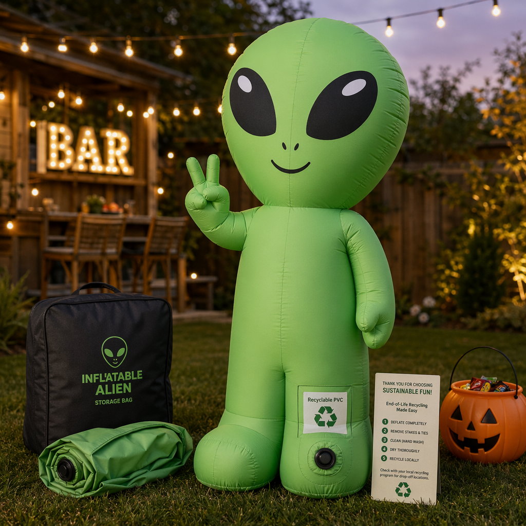 Ecofriendly recyclable pvc inflatable alien decoration for halloween parties: sustainable materials, end-of-life recycling, and environmental benefits