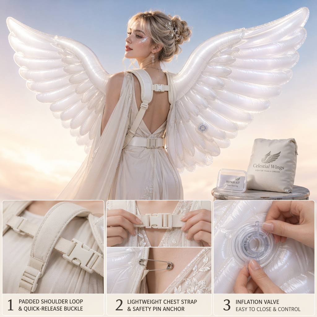 Inflatable Angel Wings Cosplay Tutorial for Beginners: Wearing, Securing, and Styling for Photos and Performances Inflatable Angel Wings Cosplay Tutorial for Beginners: Wearing, Securing, and Styling for Photos and Performances