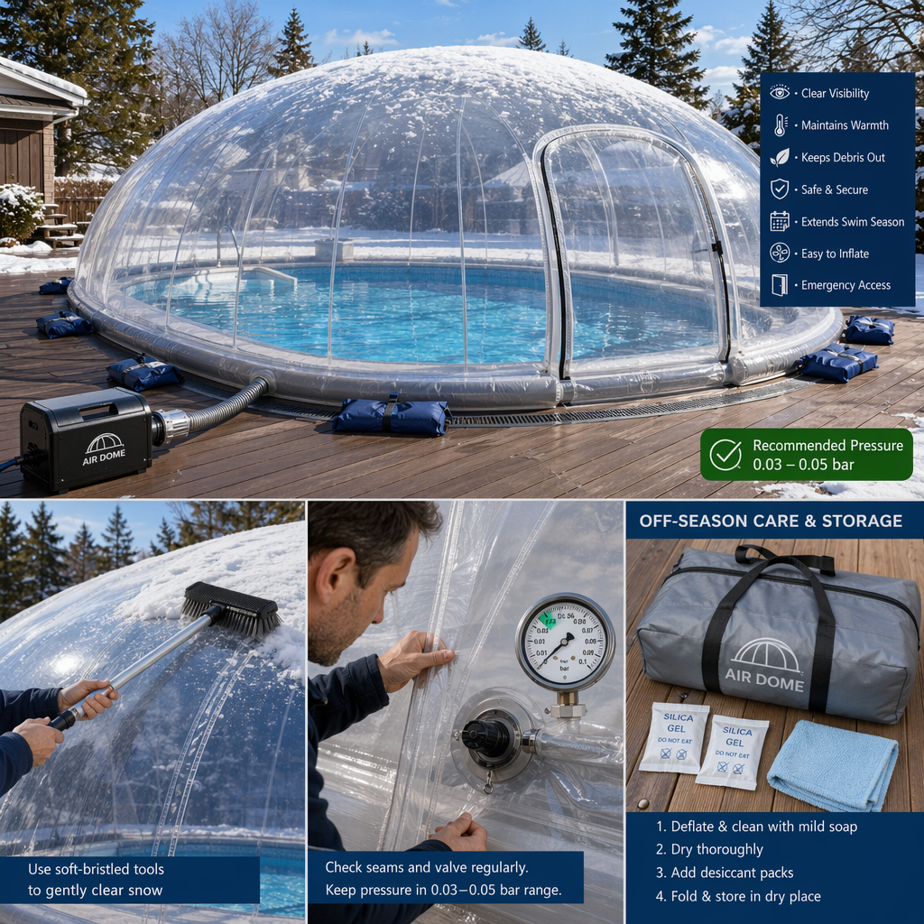 Installation, inflation, and seasonal storage tips for a durable inflatable pool dome
