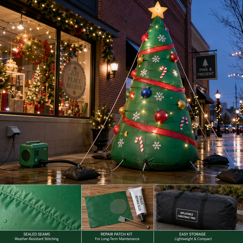 Lightweight inflatable christmas tree for outdoor storefront displays — features, weather resistance, and placement tips