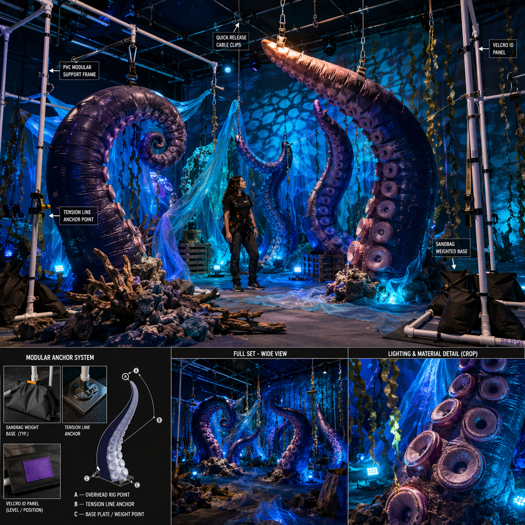 Mounting, lighting, and staging techniques to create immersive photo backdrops and interactive scenes Mounting, lighting, and staging techniques to create immersive photo backdrops and interactive scenes