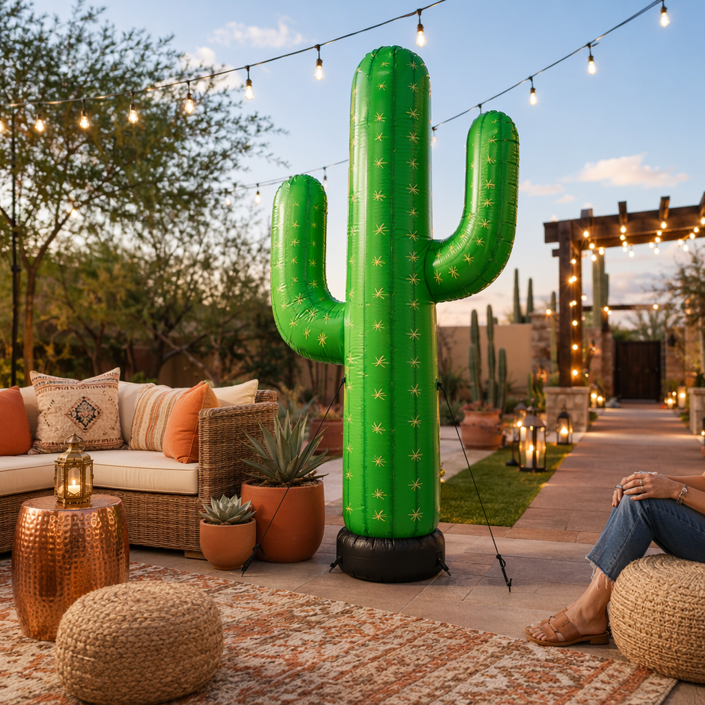 Oversized inflatable cactus garden decoration for patios and parties: creating a bold focal point and playful desert atmosphere Oversized inflatable cactus garden decoration for patios and parties: creating a bold focal point and playful desert atmosphere