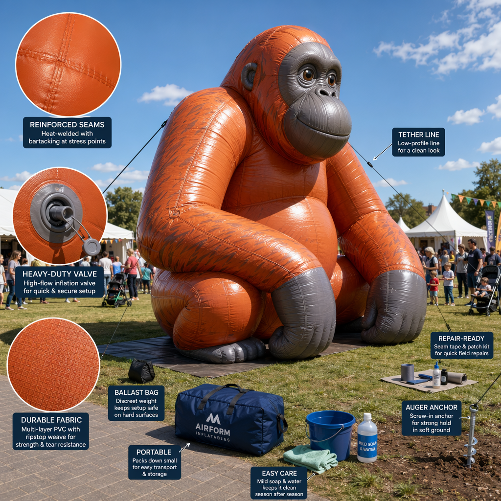 Oversized inflatable orangutan for outdoor event decoration durable puncture-resistant: materials, UV resistance, and longevity Oversized inflatable orangutan for outdoor event decoration durable puncture-resistant: materials, UV resistance, and longevity