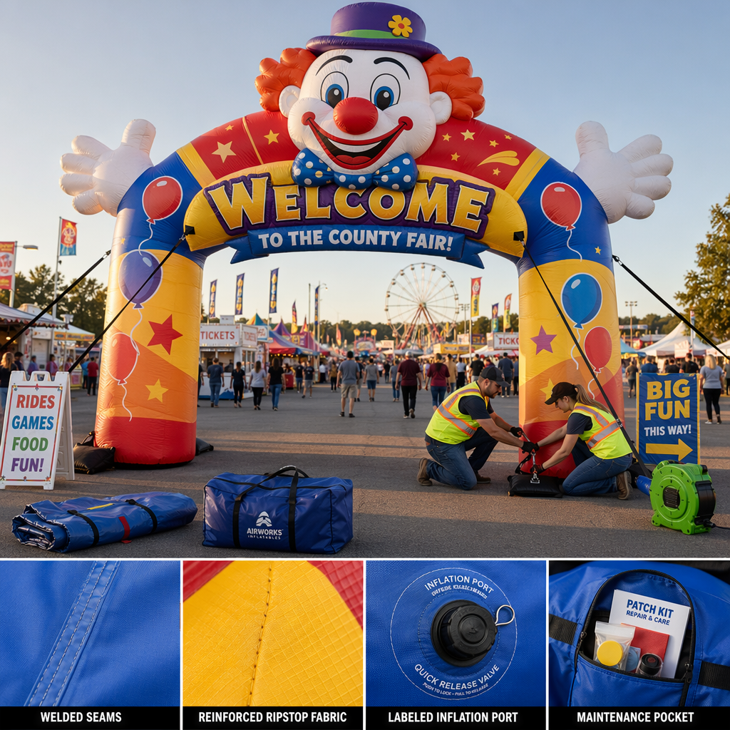 Practical Benefits: Durability, Easy Setup, and Portability for Oversized Clown-Themed Inflatable Entrance for Fairs and Events