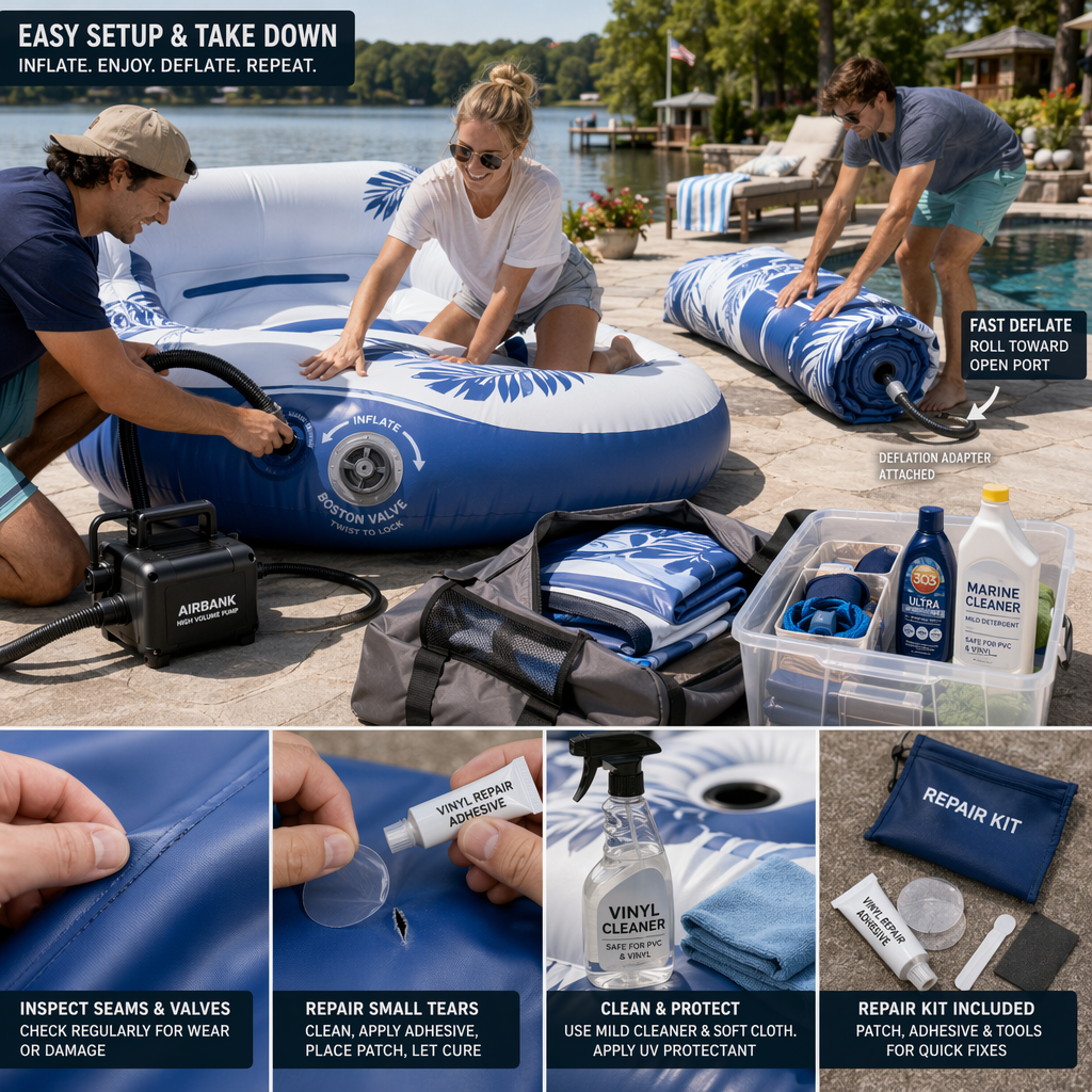 Practical Setup: Easy-inflate, Fast-deflate, Storage, Transport, and Maintenance Practical Setup: Easy-inflate, Fast-deflate, Storage, Transport, and Maintenance