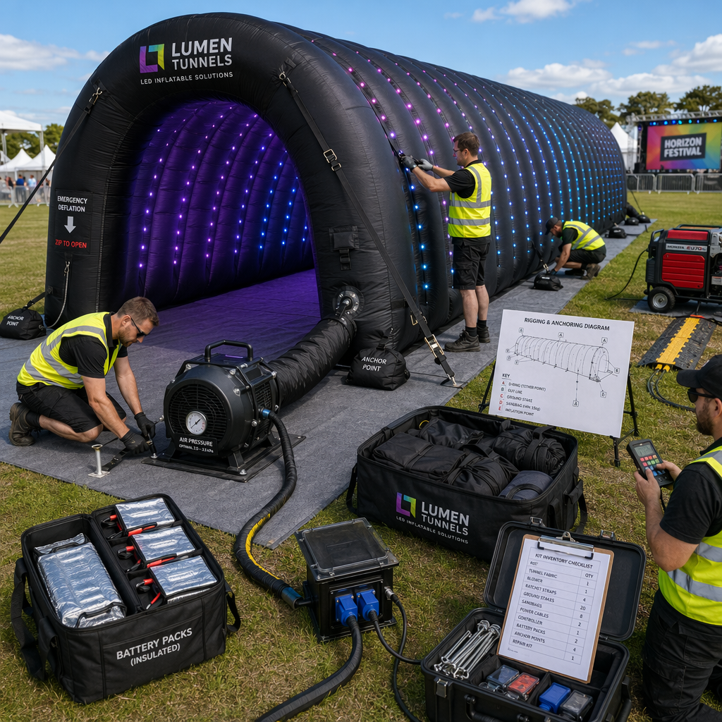 Practical setup, transport and storage tips for a portable led inflatable event tunnel for festival and wedding entrances