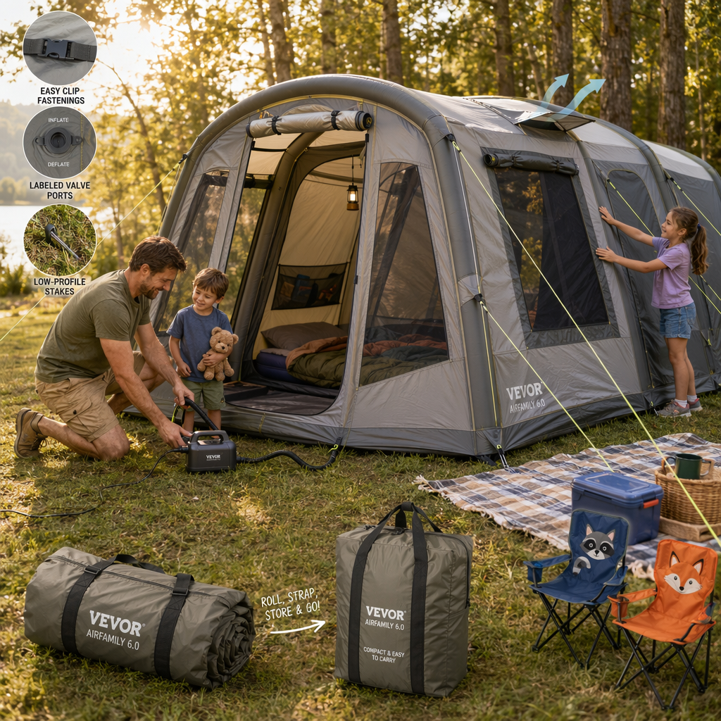 Quick setup and breakdown: inflatable family camping tent quick setup no poles for weekend getaways Quick setup and breakdown: inflatable family camping tent quick setup no poles for weekend getaways