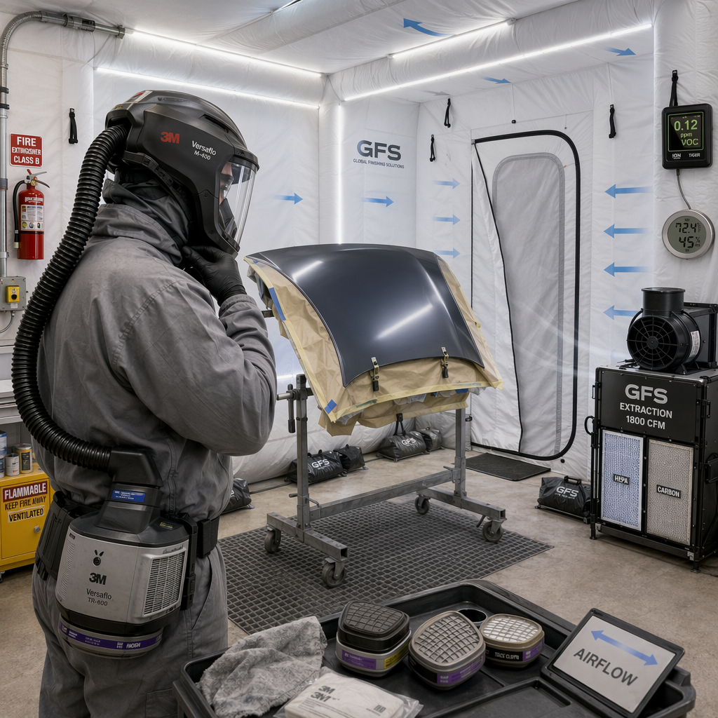 Safety, Setup, and Practical Considerations for Safe Painting, Curing, and Overspray Management