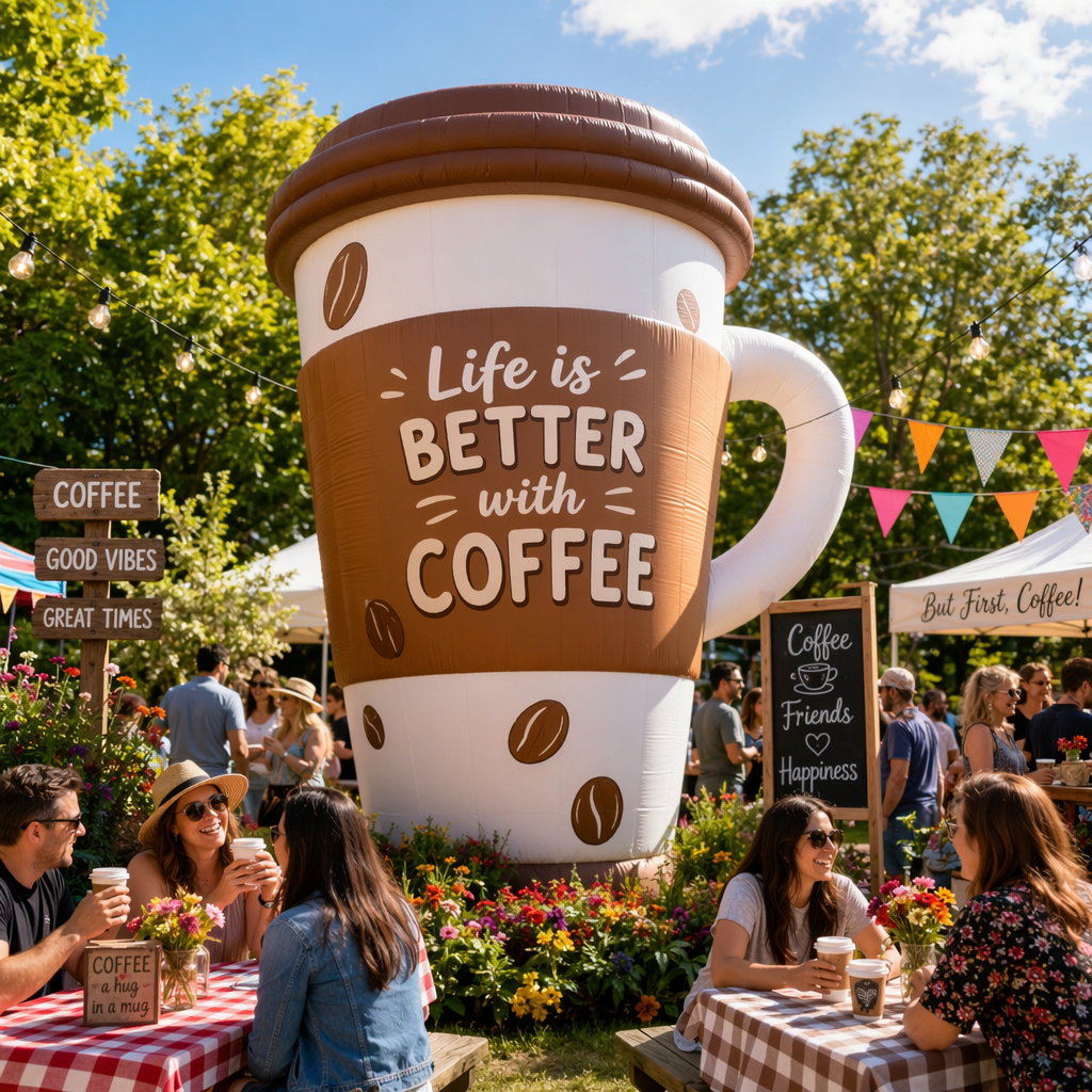 Transform Your Event with a Large Inflatable Coffee Cup Balloon for Outdoor Events  